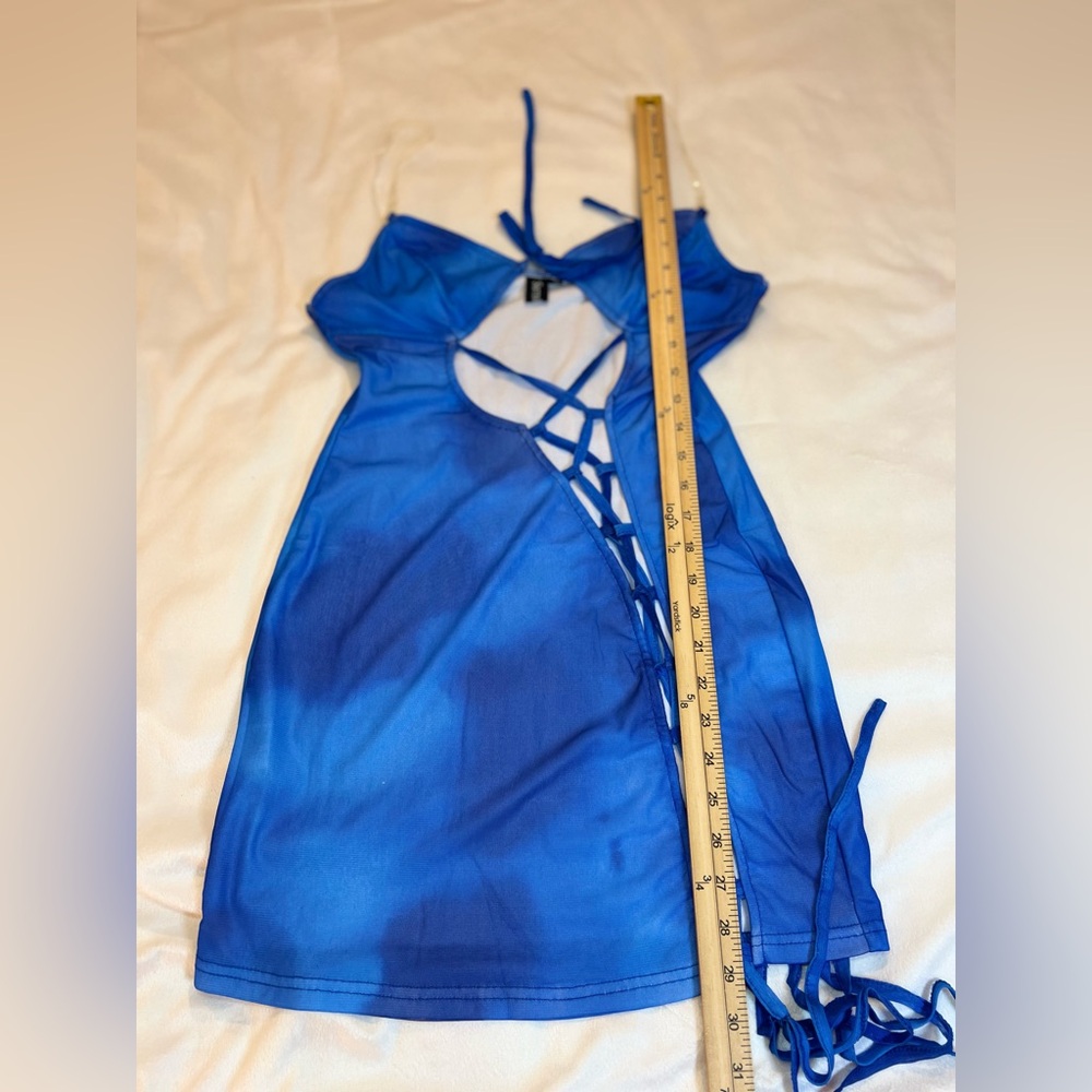 Sister Party Blue Lace-Up Mini‎ Dress - Picture 8 of 8